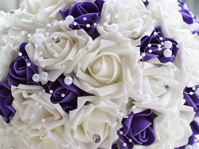 Ramo De novia De cristal blanco púrpura, boda occidental, goteo De flores, ramo De novia, broche De cascada