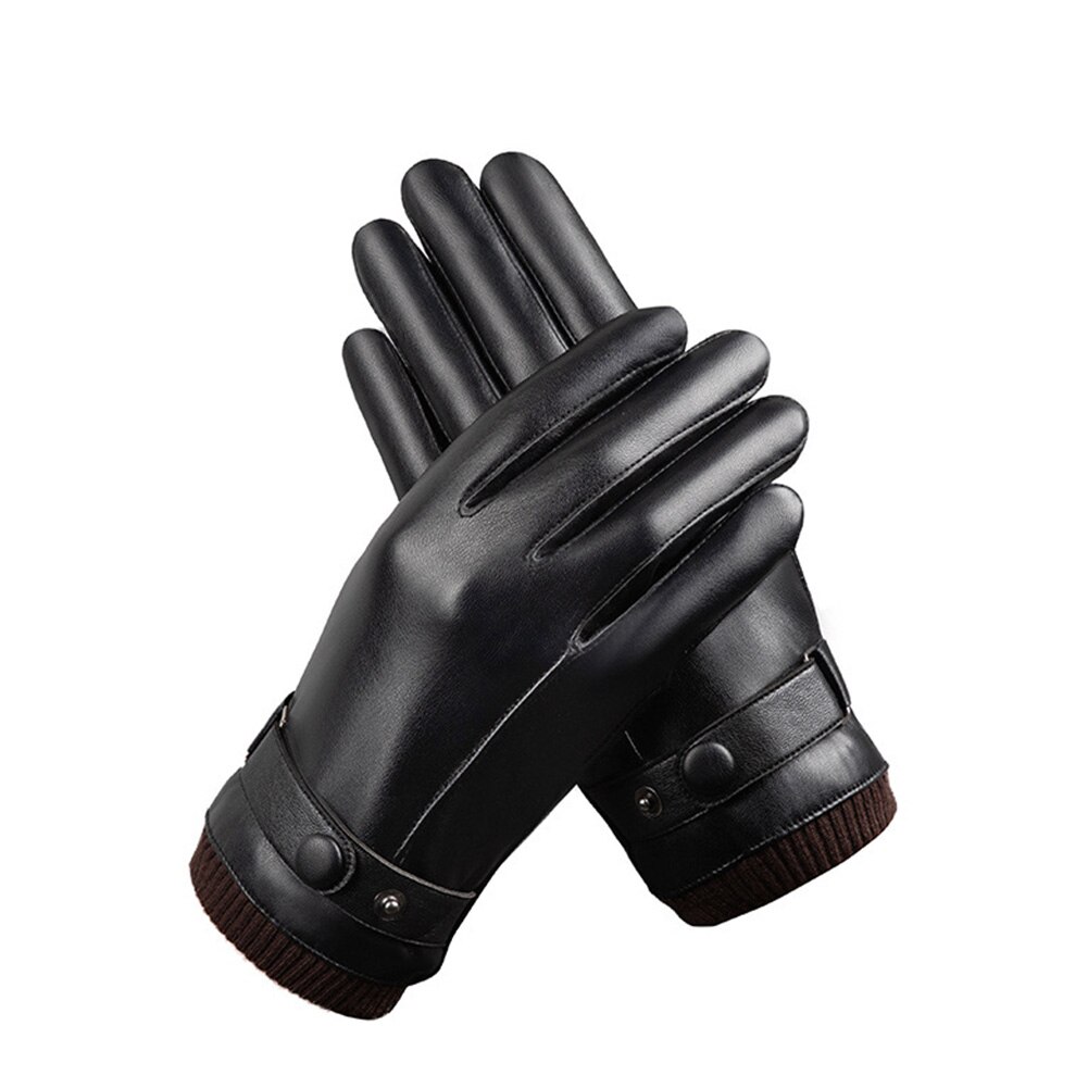 Mittens Keep Warm Anti Slip PU Leather Windproof Skiing Gloves Cold Weather Winter Cycling Outdoor Riding Thermal: Men