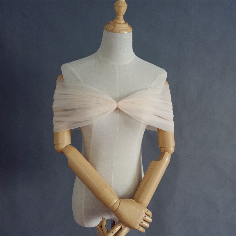 Burgund/Champagner/Blau/Schwarz/Rosa/Grau Einfache Tüll Hochzeit Boleros Schöne Elegante Schal Anzug Für fehlschlag Size80-93cm DJ107: Champagner