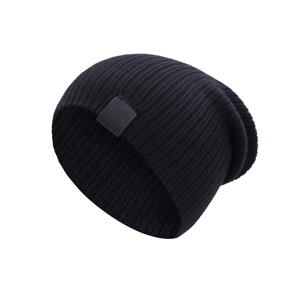 Men Women Winter Beanies Cap Outdoor Bonnet Skiing Hat Soft Knitted Hat DO2: Black