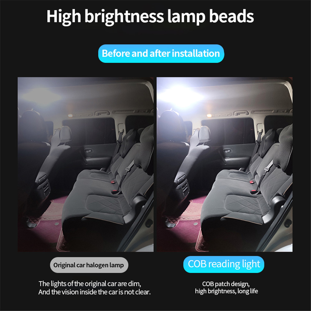 Bil interiørlys 12v-24v x 108 smd cob led panelpærer readling lys bil kuppellys vandtæt selvklæbende lastbillampe