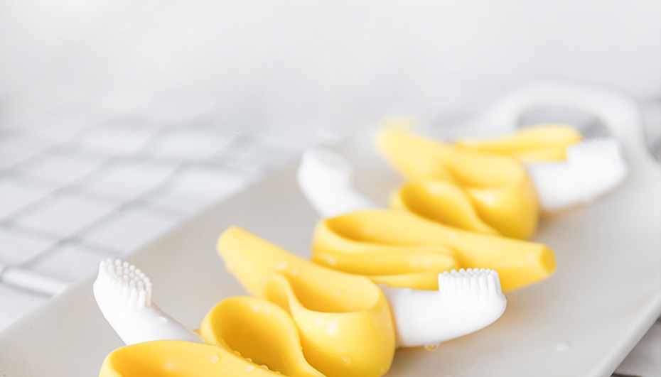 Sikkert babybider legetøj toddle bpa gratis banan bidering silikone tygge tandpleje tandbørste ammeperler til spædbørn