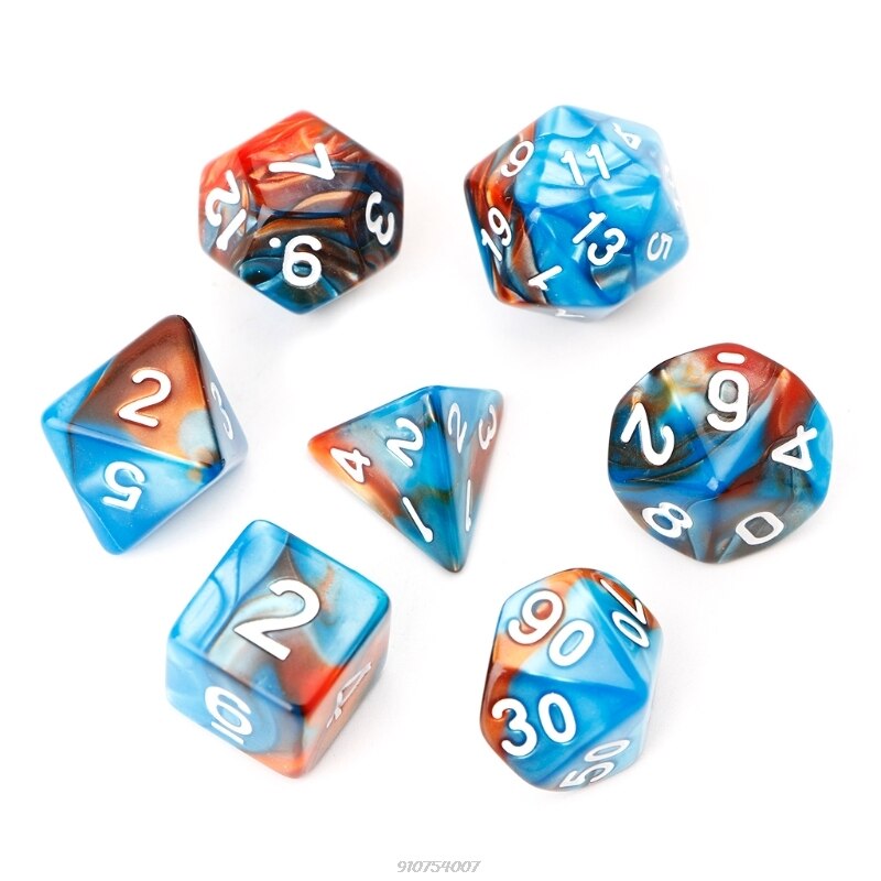 7 pz/set dadi acrilici poliedrici dadi per TRPG gioco da tavolo D4-D20 F25 21 commerci all'ingrosso: Blue