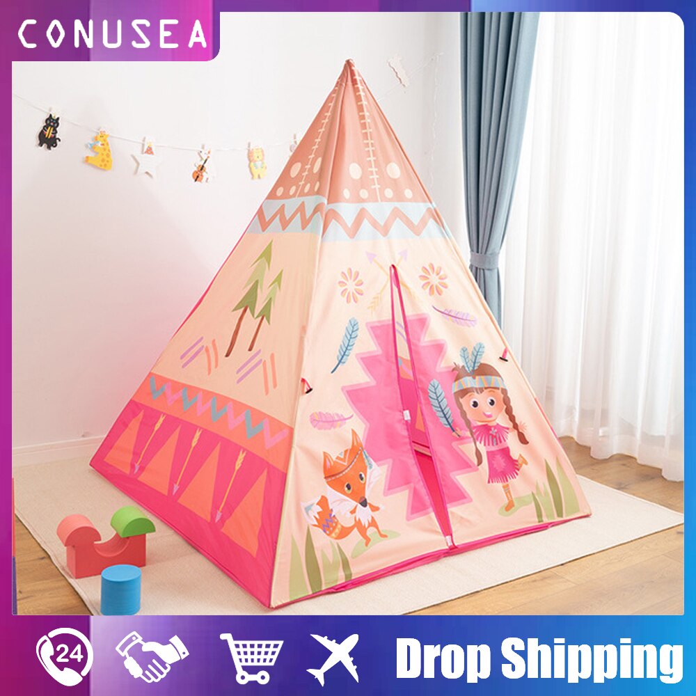 160CM Children's Toys Kids Tent Camping Toy Tents House for Girl Boutiques of Campaign Toy Child Tipi Indian Indoor Outdoor Tent