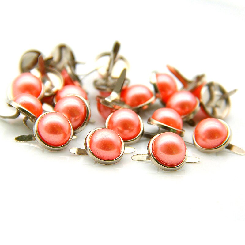 Pink Round Pearl Brads - 50 Piece Set For Scrapbooking & Card Making