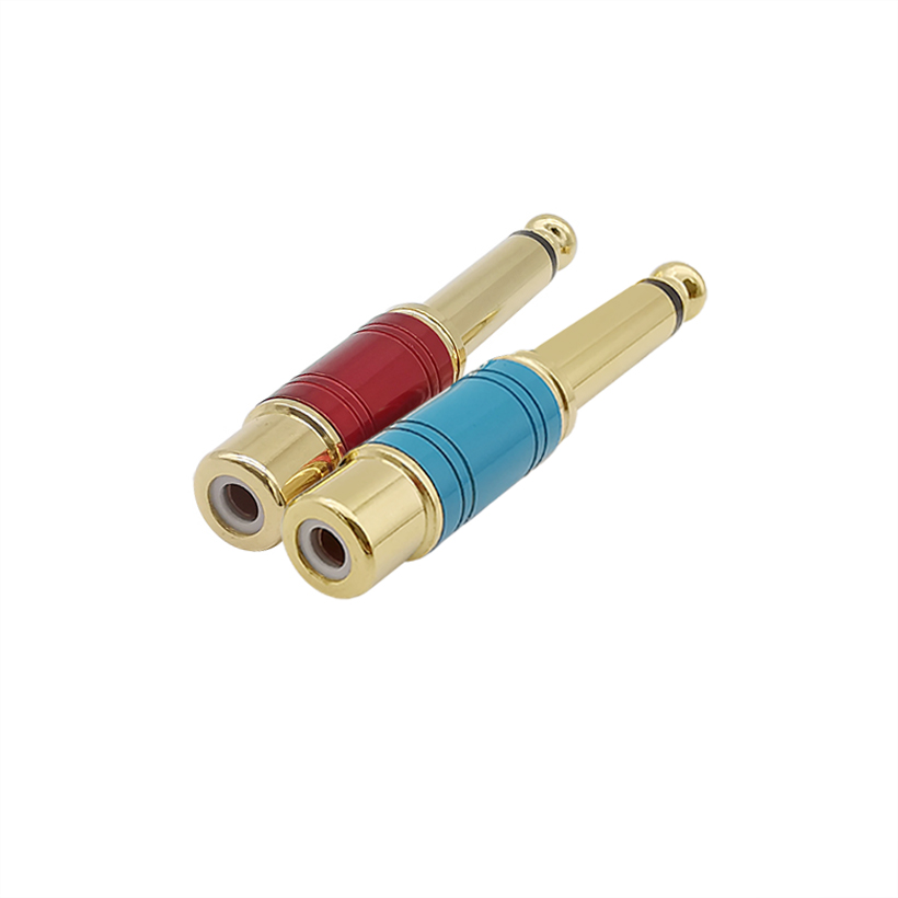 RCA 6,35mm Mono macho enchufe a RCA hembra Jack adaptador de altavoz conector convertidor conector Jack conector de Audio