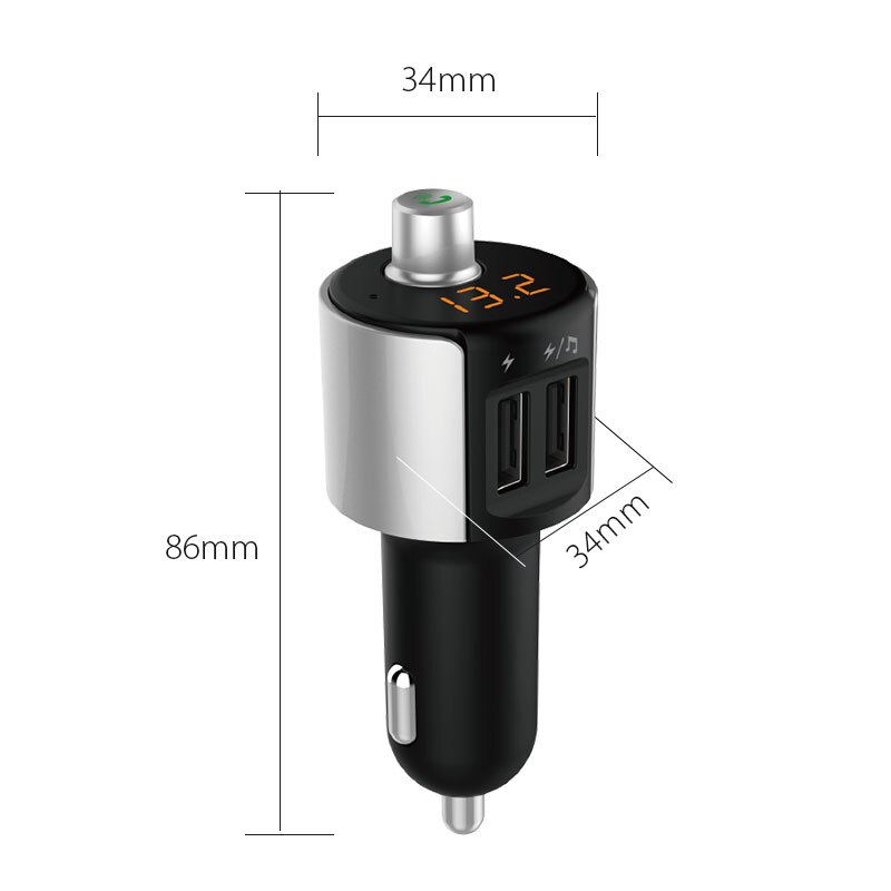 Vanjew  c27a bil bluetooth  mp3 afspiller fm sender 2 usb porte fm modulator radio sender hånd freecall spændingsdetektering