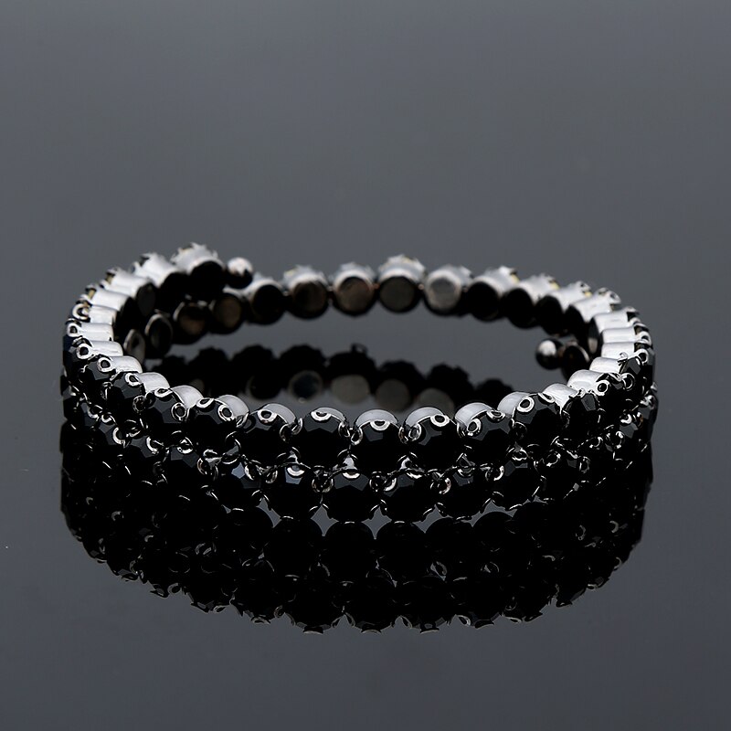 MB-8 Crystal Bracelets For Women Multilayers Silver Color Link Bracelets & Bangles Full Rhinestone Wedding Jewelry