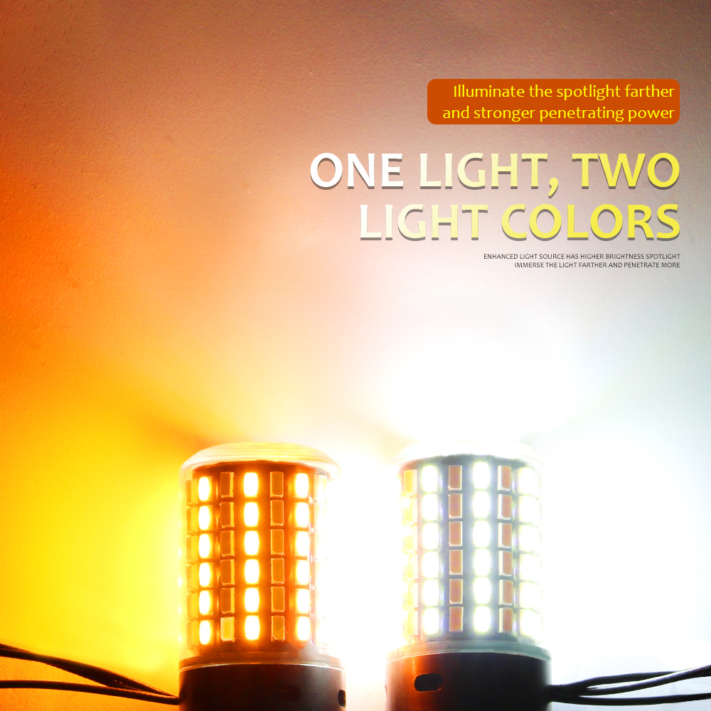 DRL Turn Signal PY21W P21W LED Dho Canbus BA15S BAU15S T20 7440 W21W 3156 3014 120smd Dual Mode Daytime Running Light DC12V