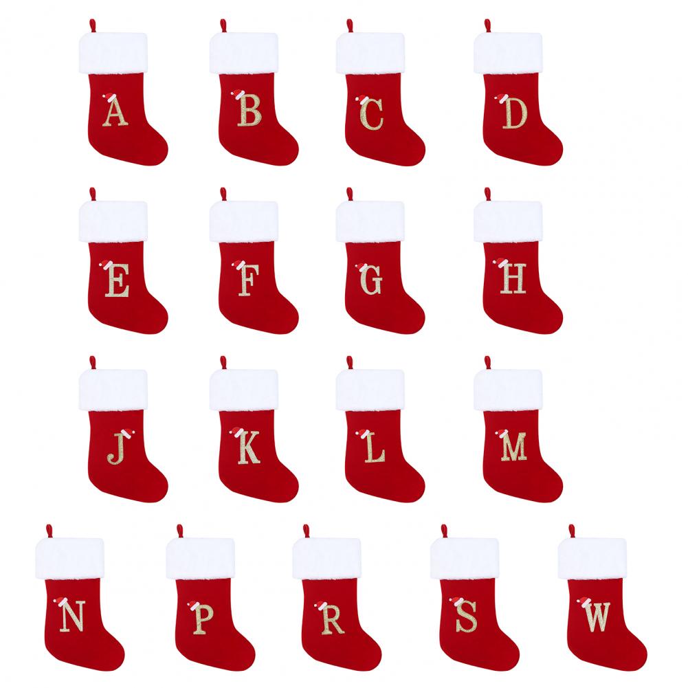 Bas de noël avec lettres nordiques imprimées, fabrication exquise avec lettres de l'alphabet, bas de noël pour la maison