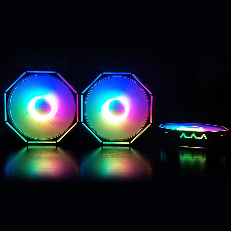 Coolmoon Rgb Computer Case Fan 12Cm Silent Polygon Inner and Outer Light+Standard Controller Computer Cooling Fan Cpu Fan(3 Pcs)