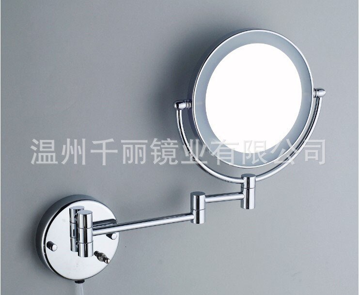 Factory direct copper mirror with LED wall mounted mirror round with rechargeable mirror
