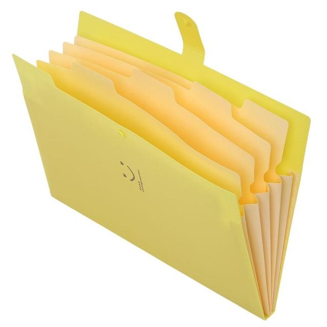 Stockage de papiers extensible taille 5 lettres pour école créative mignon accordéon A4 sac de dossier en plastique poche: Jaune