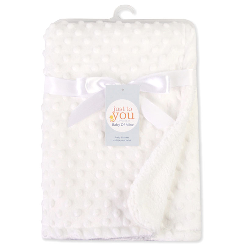 Baby Blanket & Swaddling Newborn Thermal Soft Fleece Solid Bedding Set Cotton Quilt: White