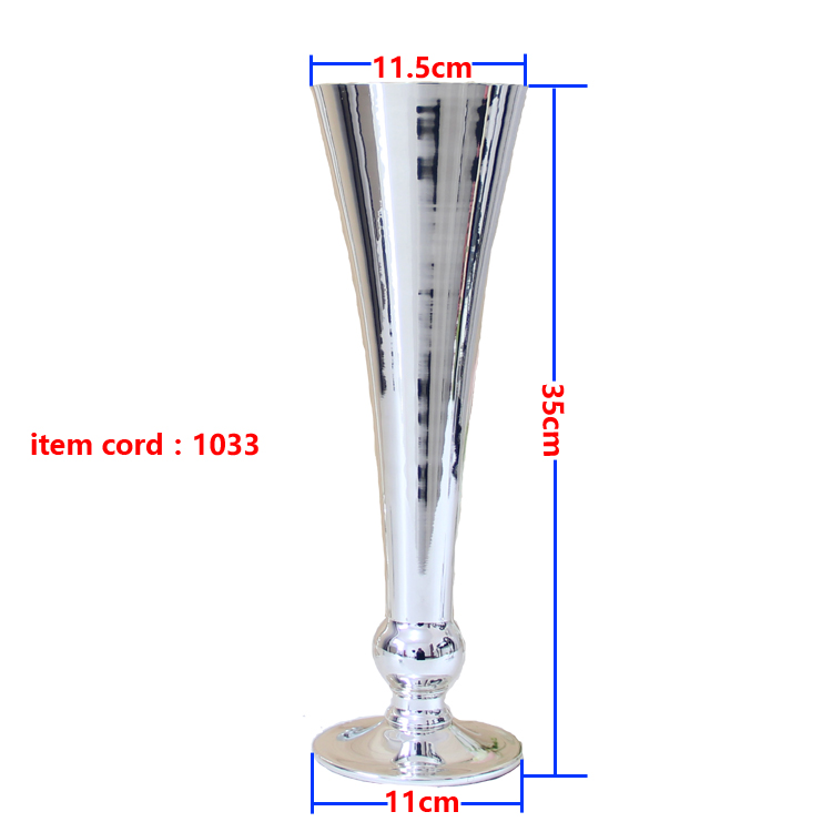 Vase en métal argenté et blanc 1032 & 1033 | vase d'accessoires de décoration de mariage et de maison,