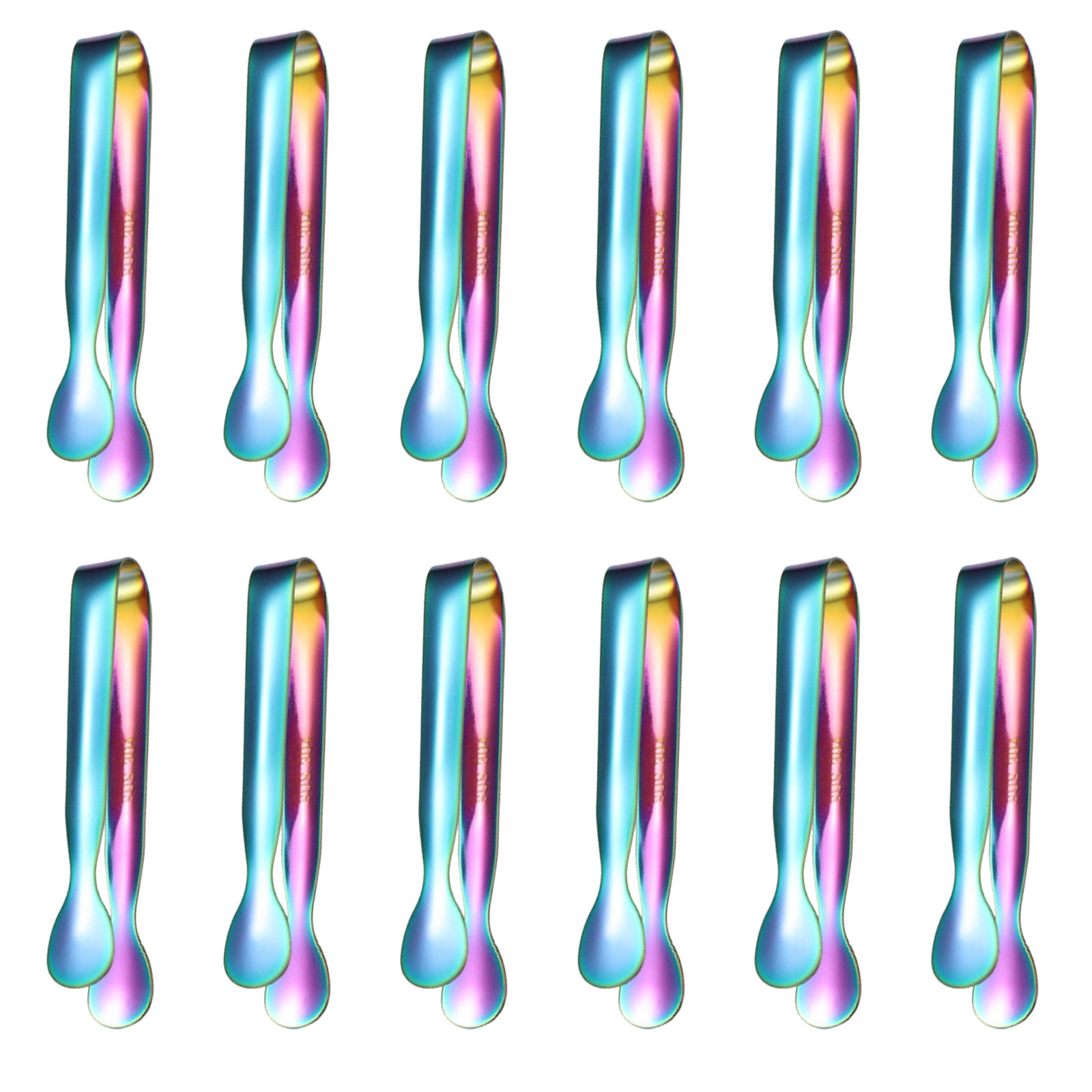 12Pcs Multicolored Mini Sugar Clips Small Ice Tongs Ice Clips Kitchen Tools For Tea Coffee Bar Kitchen Barbecue BBQ Clip: MULTI