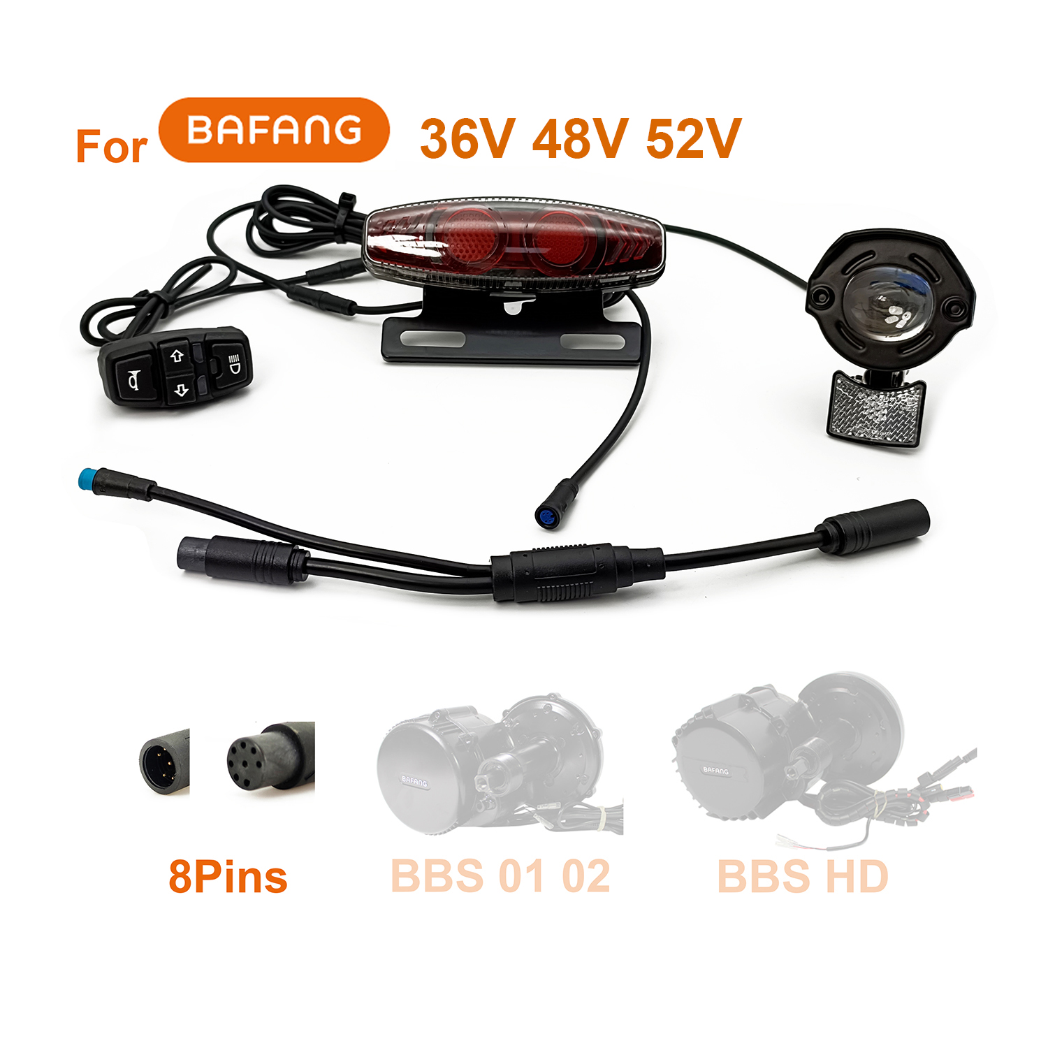 Ebke-universal elektrisk sykkel elsykkel lyssett , 24v, 36v, 48v, 60v,  bafang, julet, styrebremselys