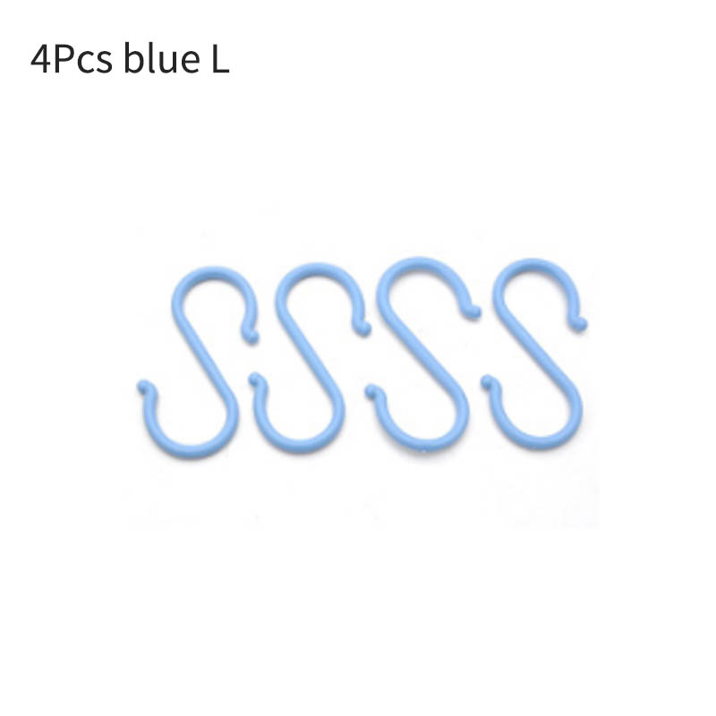 S Shape Kitchen Hooks 4Pcs/8Pcs Baby Stroller Hanger Plastic Clothing Rack Portable Durable Home Organizer Multi-purpose: 4Pcs blue L