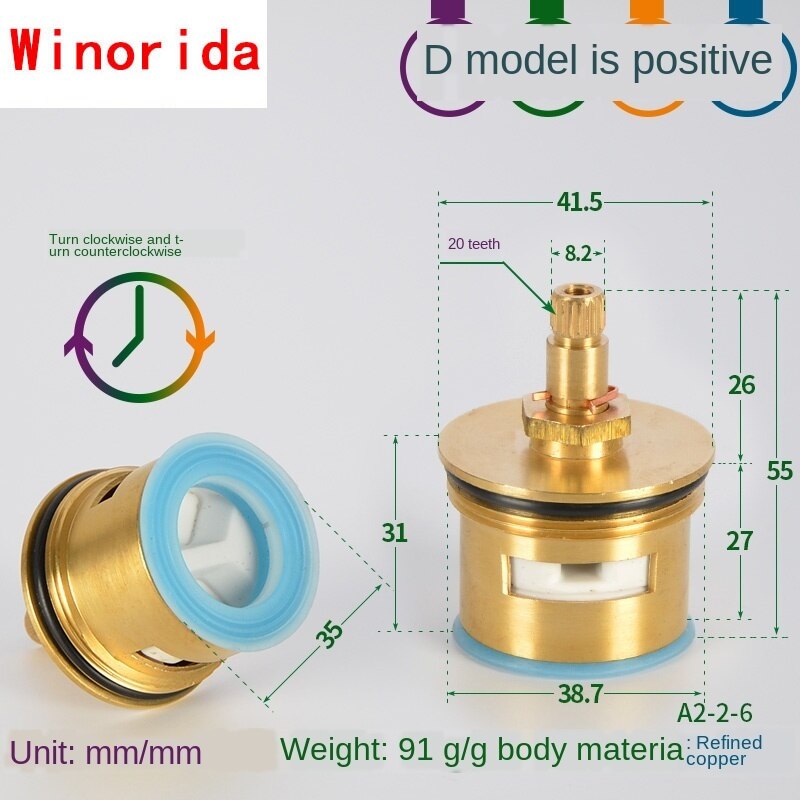 Faucet Copper Valve Core and Cold Water Fast Opening Triangle Valve Switch Ceramic Valve Core Copper Head Repair Parts: Section H Forward