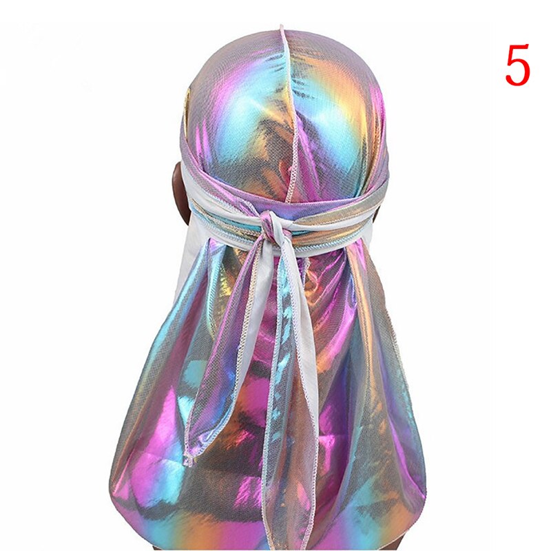 Mænds funklende farverige durags turban bandanas hovedbeklædning silkeblød inde i mænd durag wave caps hår tilbehør: 5