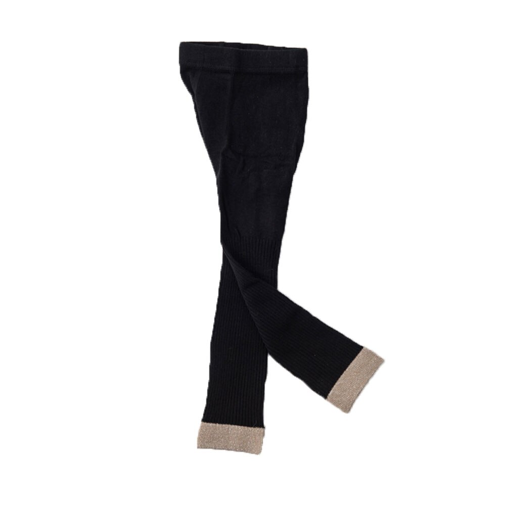 Bébé fille tricot sans couture culotte-tuyau doux et pantalons longs bas pour automne et hiver collants et bas: Black / 1-2Y