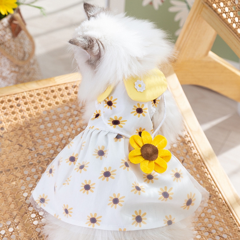 Lyx Hundkläder Hund Solrosklänning Sommar Hundkostymer Chihuahua Bichon Kjole