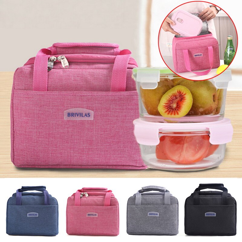 Portable Lunch Bag Thermal Insulated Lunch Box Tote Cooler Handbag Bento Pouch Dinner Container School Food Storage Bags