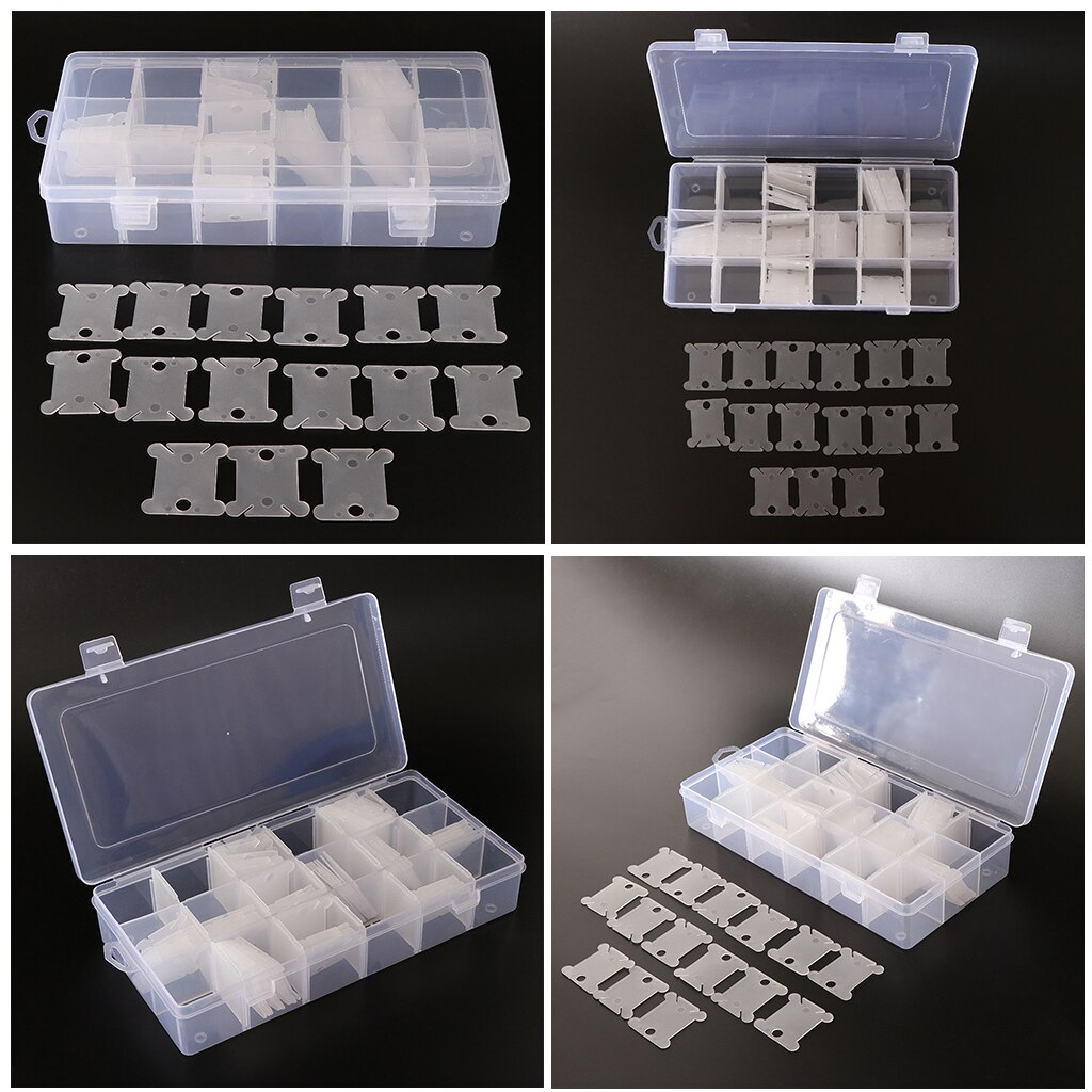 2pcs 18 Compartments Embroidery Floss Organizer Box with 240pcs Floss Bobbins for Cross Stitch Tool