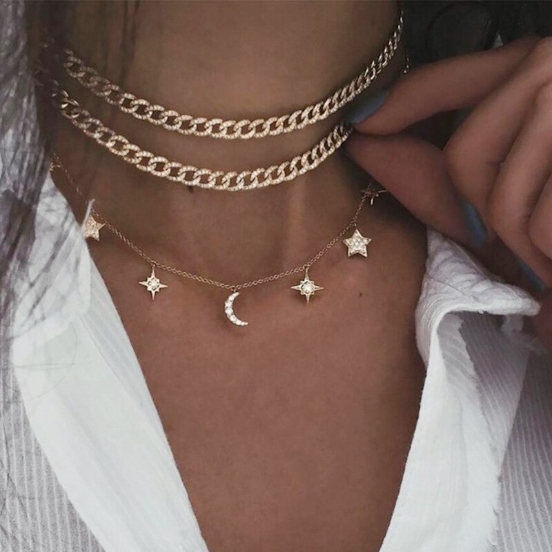 Gothic Punk Metal Multi Layer Dikke Ketting Choker Ketting Voor Vrouwen Mannen Gold Streetwear Sieraden Vrouwelijke Chocker Collier: OV51532
