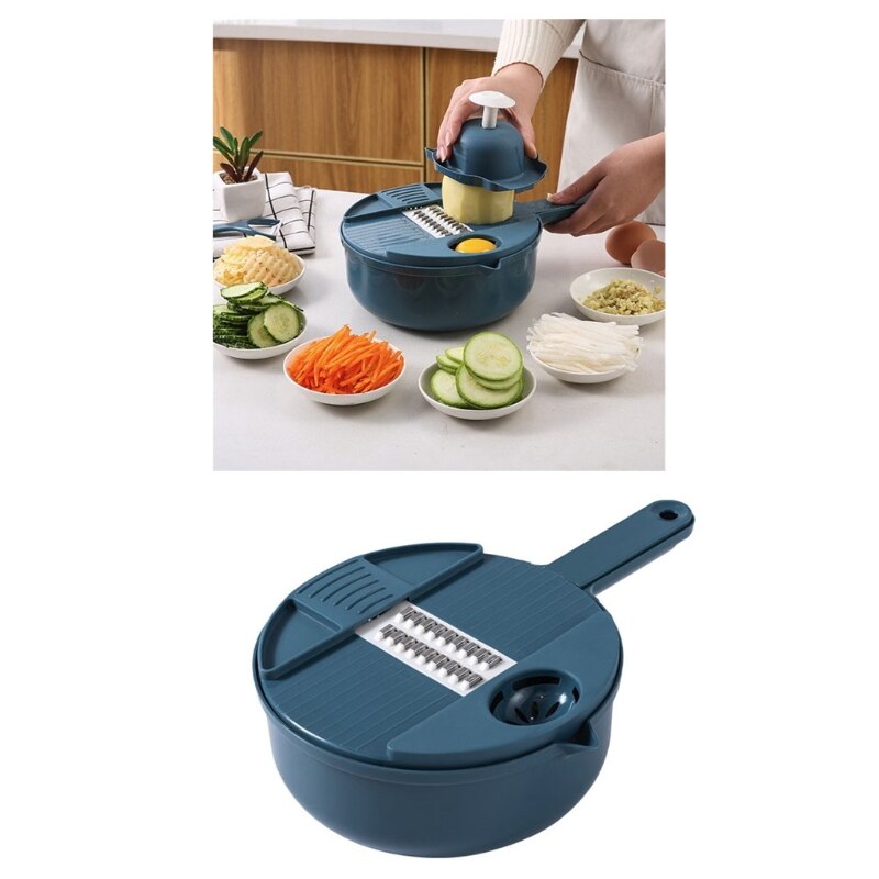 D08D Bowl Type Manual Slicer Vegetable Cutter Multi-Functional Round Manually Vegetable Cutter Practical Hand Operations Kitchen