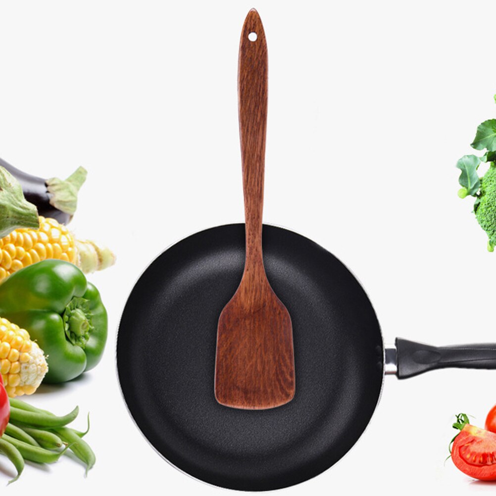 1PC ekologiczne gospodarstwo domowe praktyczne bezpieczne łopatka kuchenna z litego drewna naczynia kuchenne