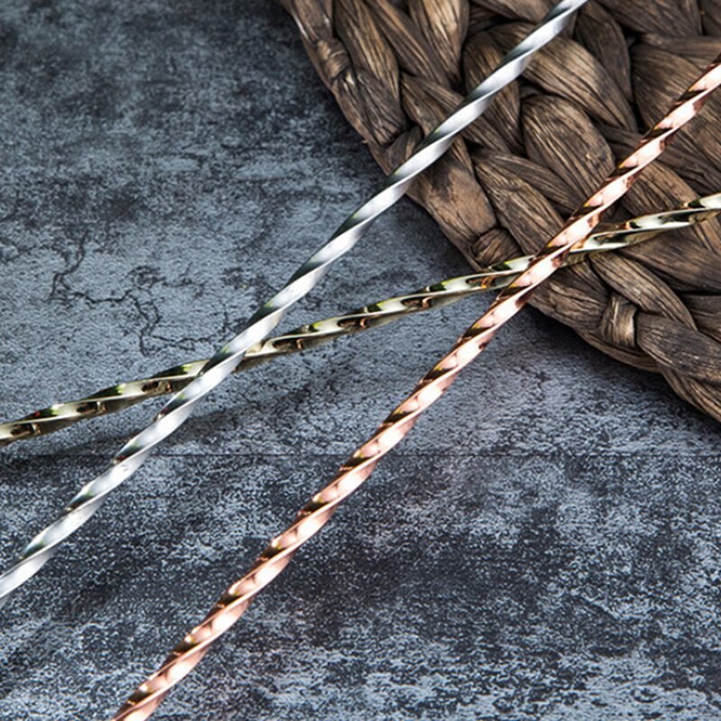 DIY Mixing Cocktail Spoon Stainless Steel Spiral Pattern Bar Coffee Stirring Spoon Stir Spoons Bar Tool Bartender Tools