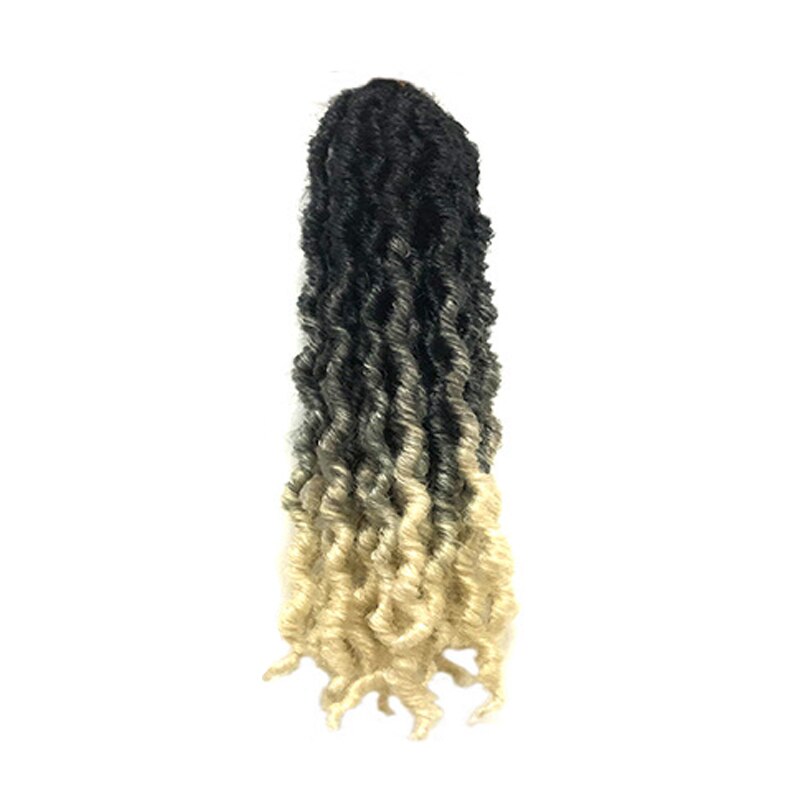 Curly Crochet Braids Hair Extensions 18 Inch Ombre Blond Soft Goddess Synthetic Braids Crochet Braids Hair: C5
