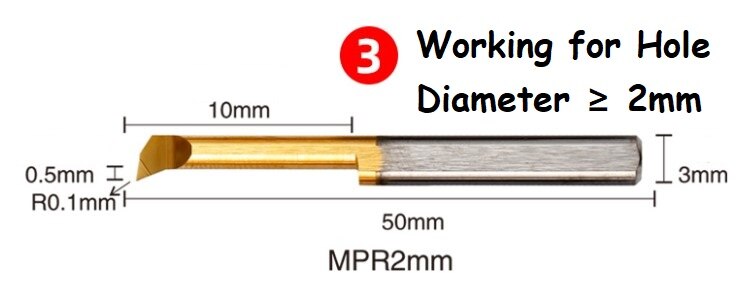 Mpr fuld størrelse 1 1.5 2 3 4 5 6 mm drejebænkemaskine brug hårdmetalborestang: Mpr 2 r0.1 l10