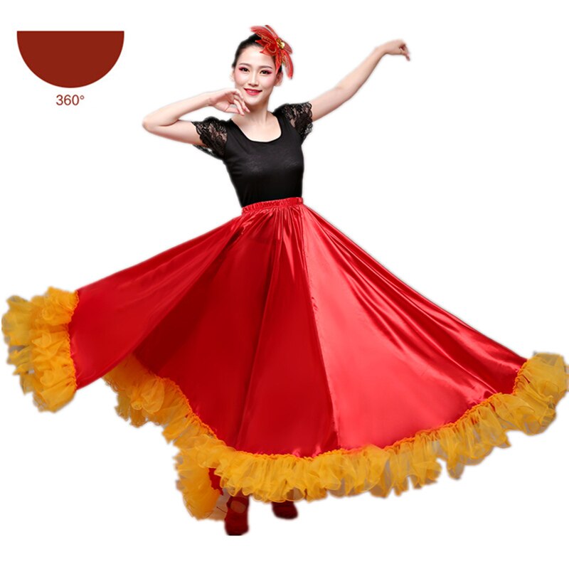 Flamenco Röcke Spanisch Kleid für Frauen tanzen Kostümich Zigeuner schwingen Felsen Chor Bühne Leistung Spanien Stierkampf Bigdance: Farbe2 360