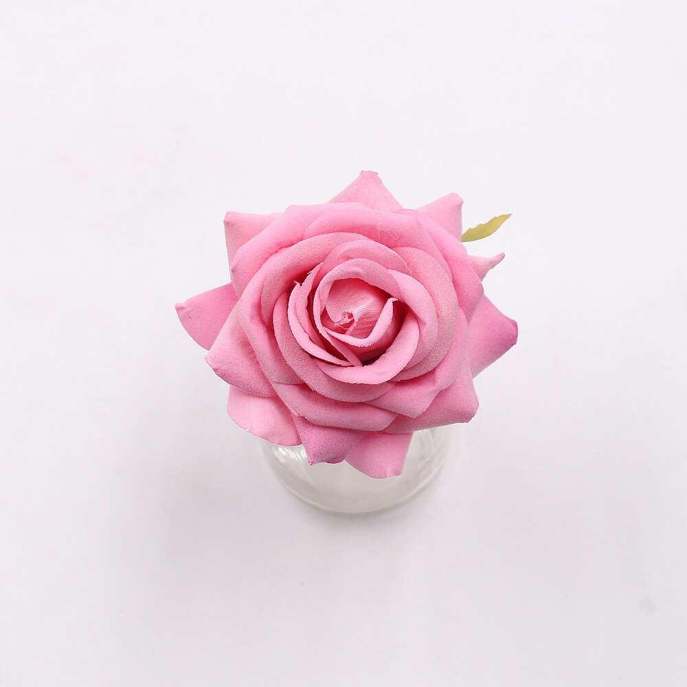 3pcs 8cm silk rose flower head artificial flower wedding decoration flowers DIY wreath clip art hand flower: rose  red