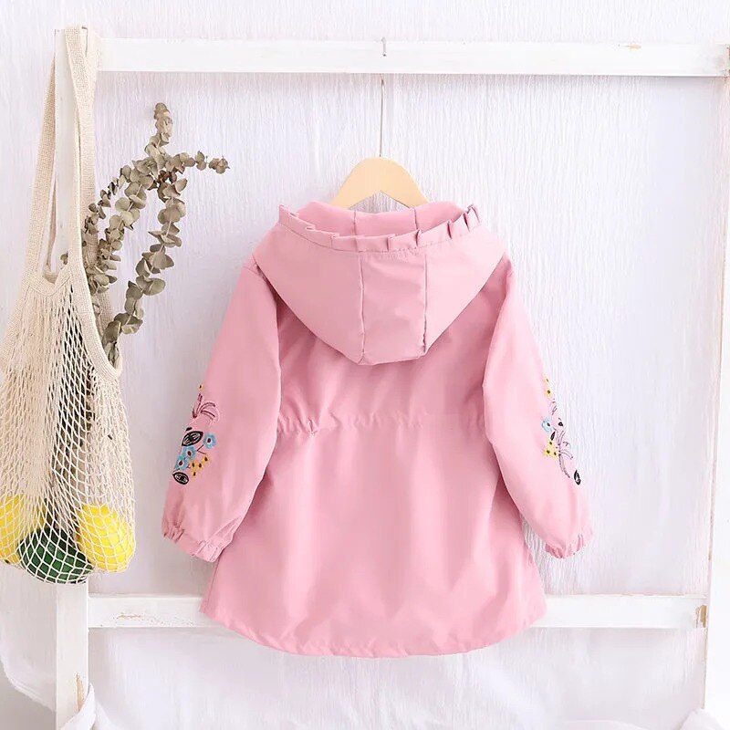 Autumn Winter Children Girls Hooded Outwear Jackets Clothing Kids Girls Zipper Windbreaker Waterproof Tops Teenagers Trench Coat
