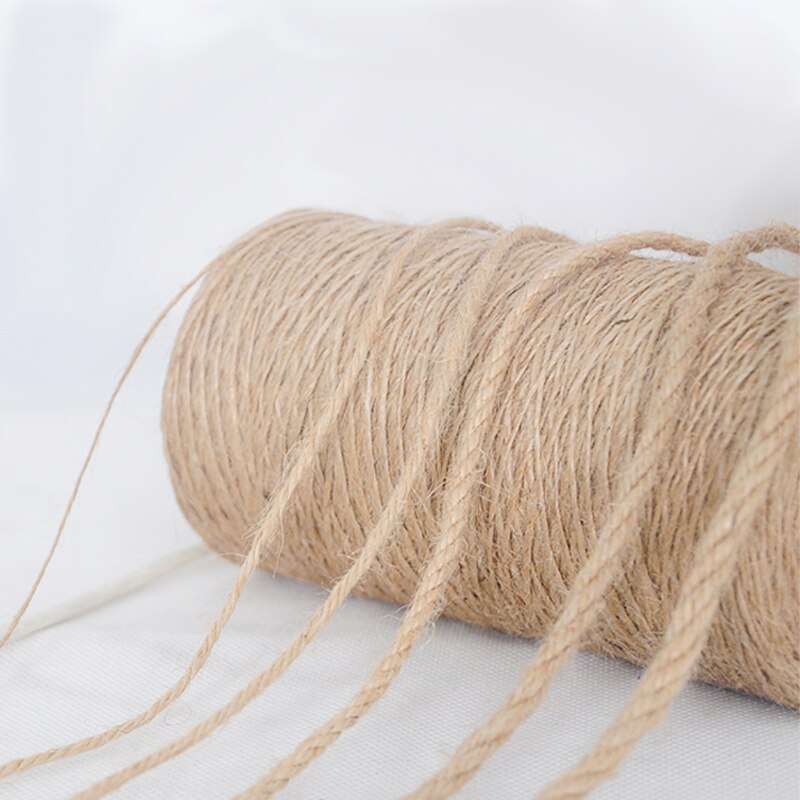 Cuerda de tela de yute natural de 1mm-8mm, cordón trenzado de cáñamo, macramé, cesta artesanal, gato, mascota, rascador, decoración hecha a mano