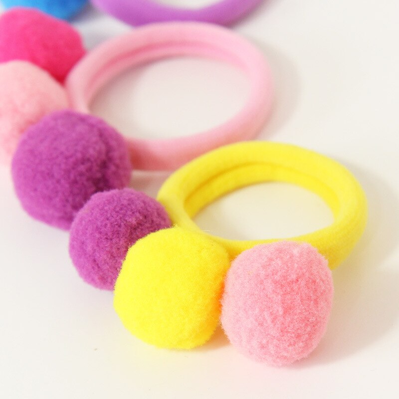 5 teile/los freundlicher Haar Zubehör Baby freundlicher Haar Ring Haar Seile Nette Pompon Elastische Haar Band Mädchen SchöNe Ball Gummi Band