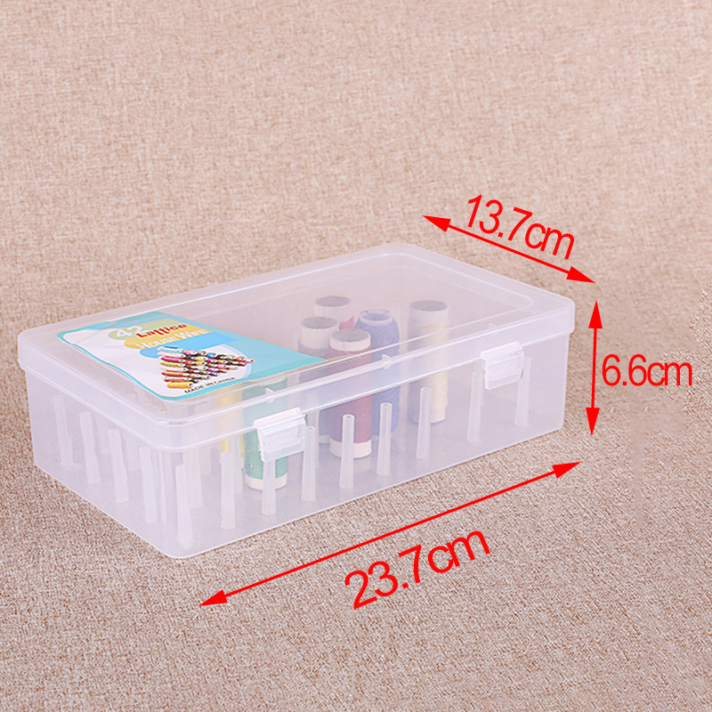 Caja de almacenamiento vacía para carretes de hilo de coser, organizador de almacenamiento de alambre de aguja transparente, estuche de almacenamiento de carretes de hilo, 42 Unidades