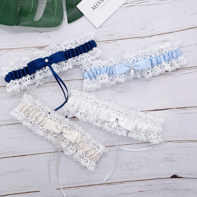 Kleurrijke bruiloft kousenband bruids douche bruid aandenken kant bloemen strass boog sexy vrouwen been kousenband dij ring dij kousenband