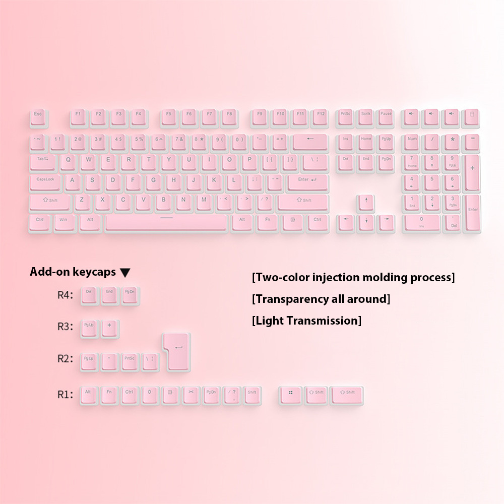 130 Toetsen Pudding Keycaps Voor 61 68 84 87 96 98 100 104 108 Toets Rgb Mechanisch Toetsenbord Pbt Double Shot Mteria Keyboard Keyboard Caps