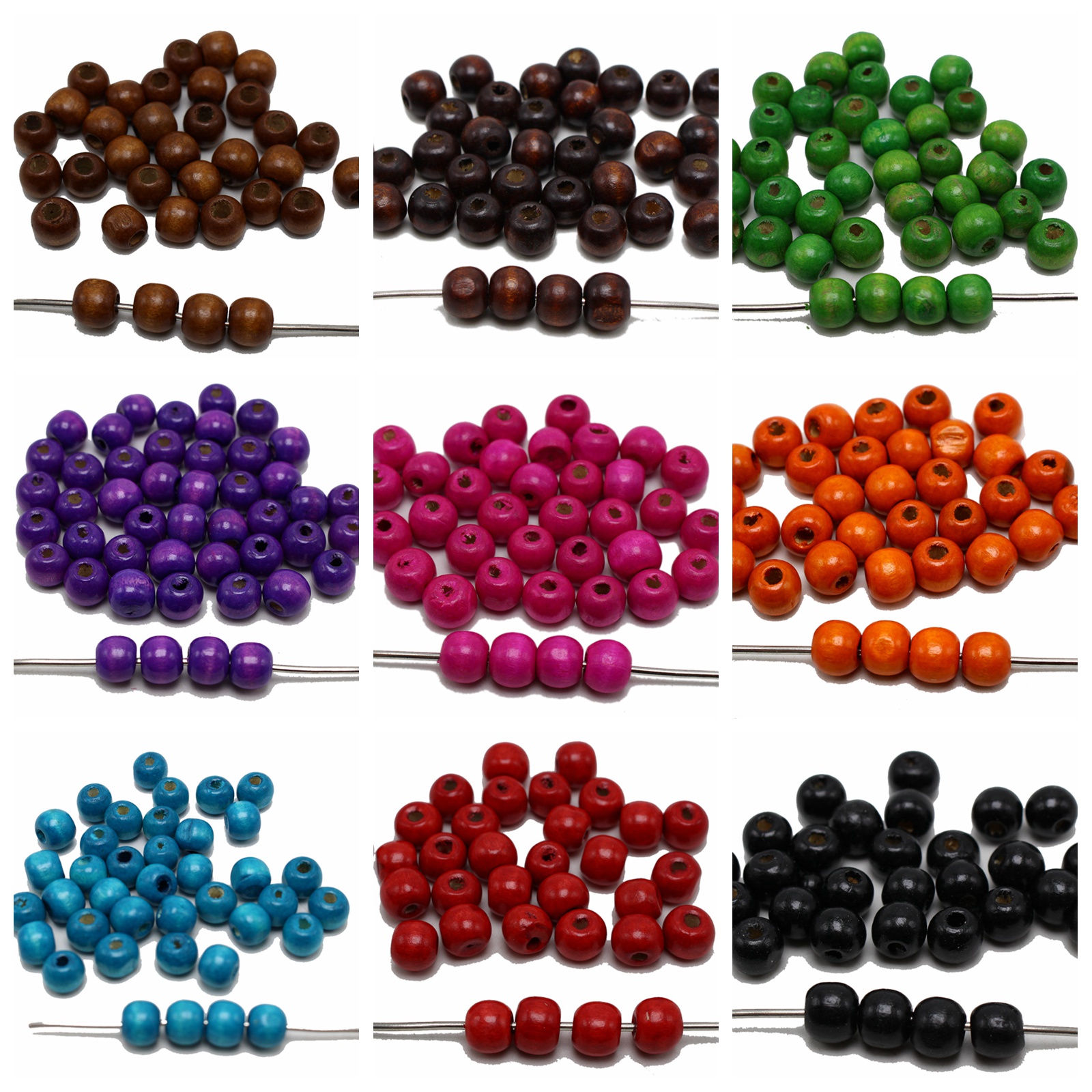 200 schwarz 10mm Runde Holzperlen ~ Holzperlen