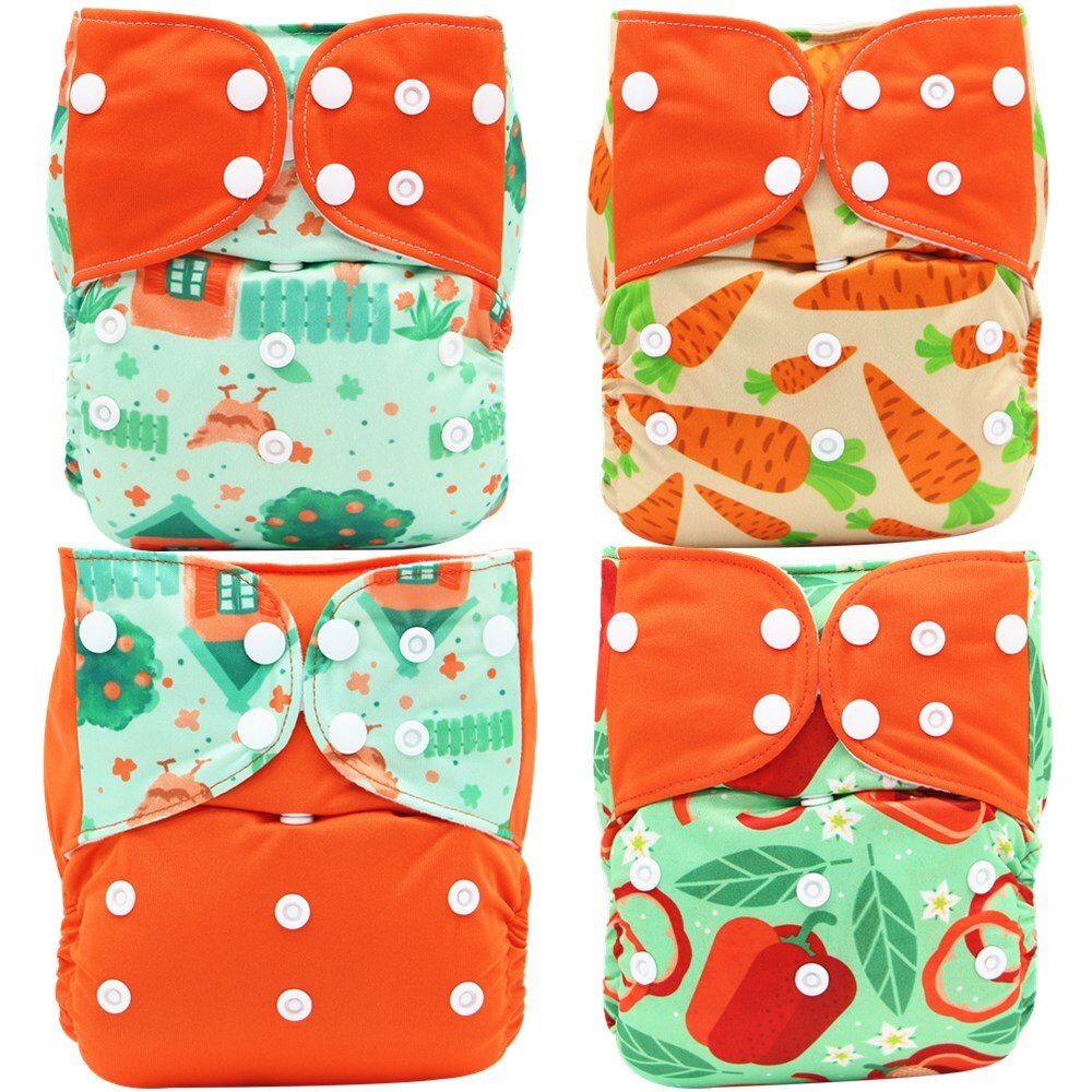 4pcs/pack Baby washable cloth diaper Reusable Nappy Cover Pocket dipers for baby products fralda ecologica couche lavable bebe: G
