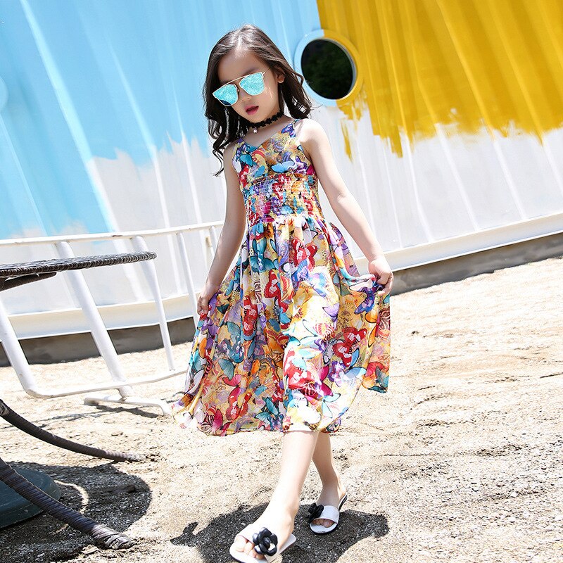 Mooie Meisjes Mouwloze Print Flower Cool Outfits Kinderen Overalls Kinderkleding Flare Overalls Tiener Kleding 3-14Y