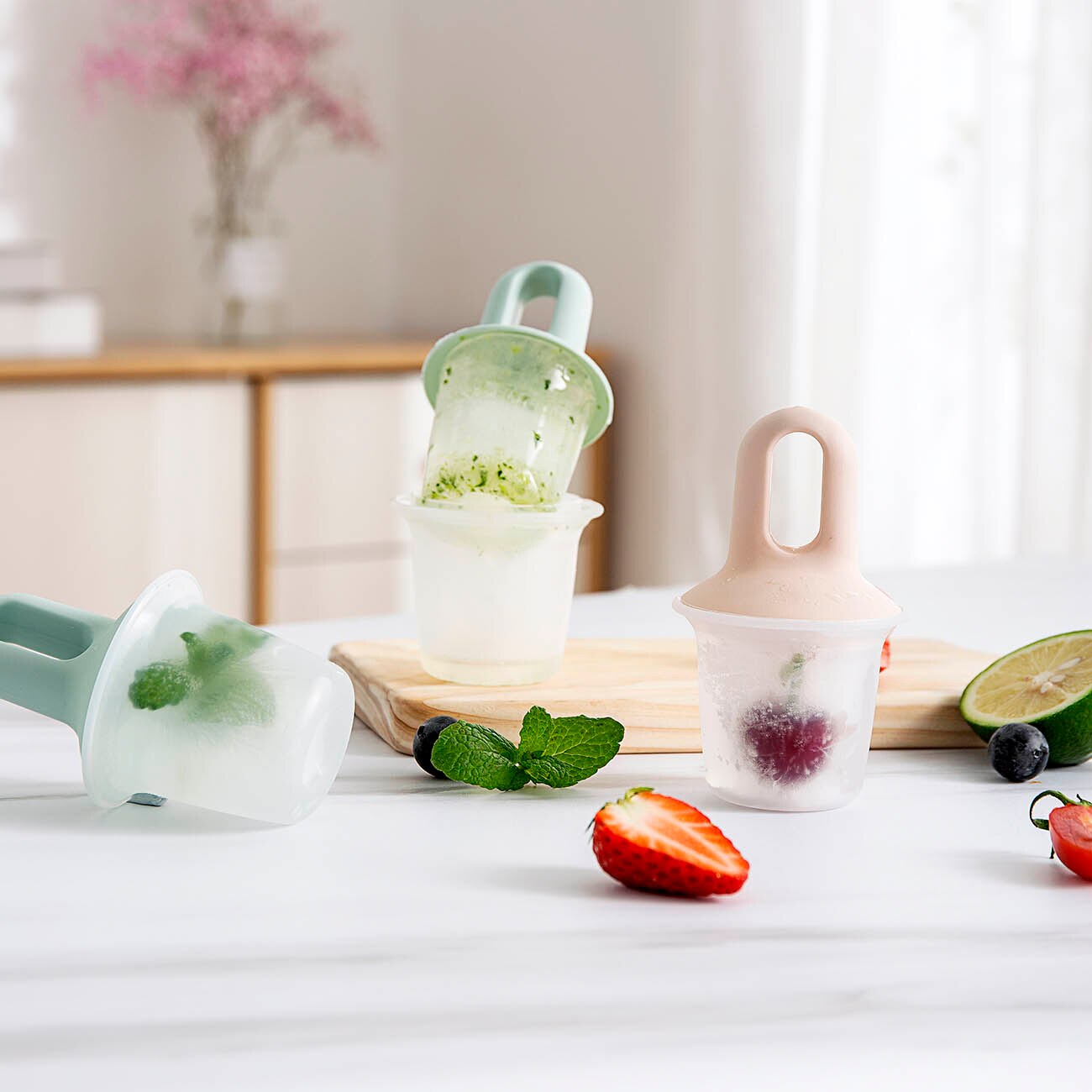 Molde redondo para hacer helados, palito de cubitos de hielo, bandeja de hielo casera, funda duradera, herramienta para postres