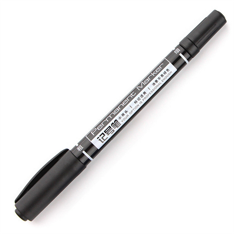 Rotulador permanente de tinta resistente al agua, Punta doble de 0,5/1,0mm, suministros de oficina y escuela para estudiantes, bolígrafo de pintura artística: 1pcs Black