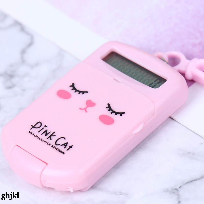 Portable Digit Calculator Kawaii Mini Calculator Pocket Display Cartoon Cute Keychain Calculator Office Supplies