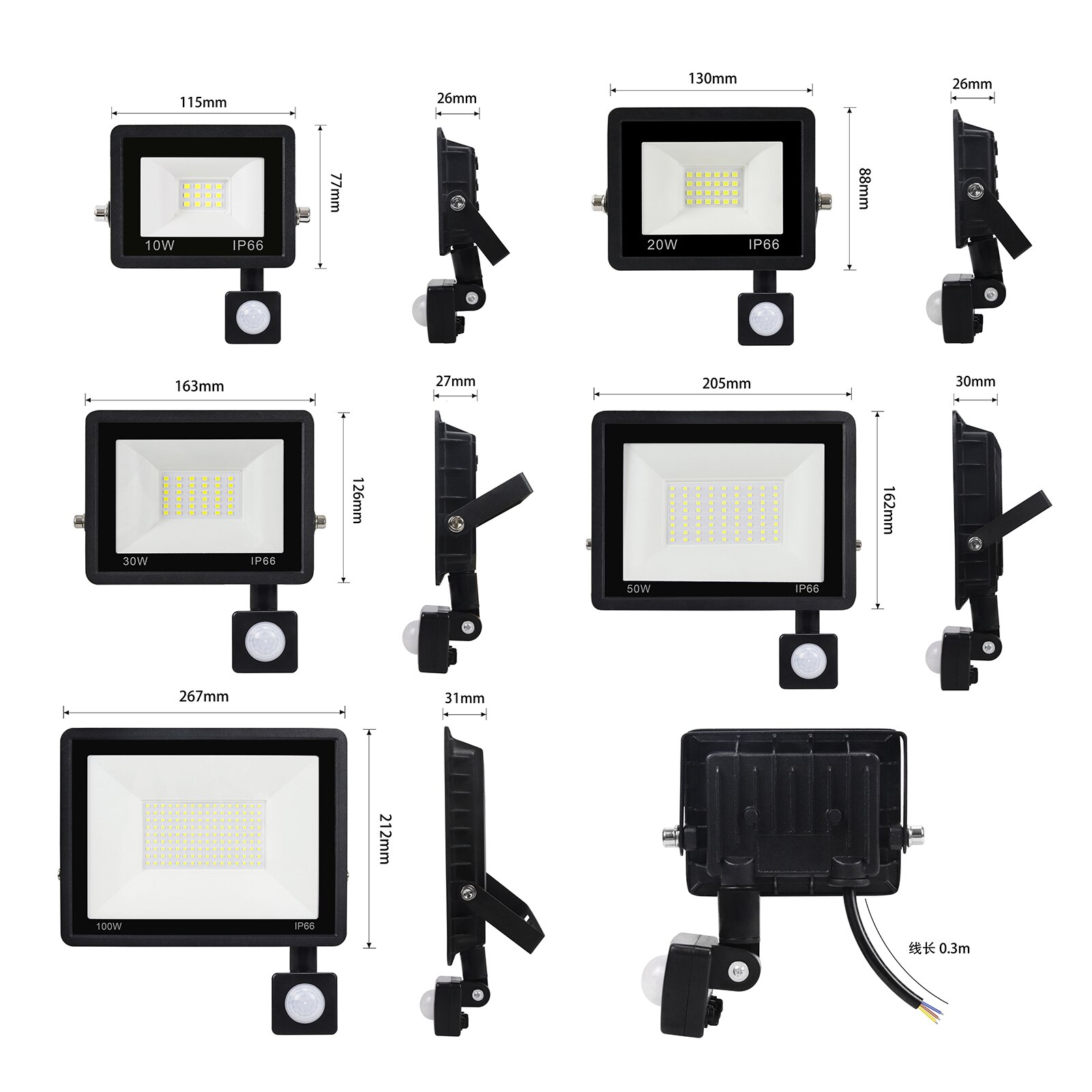 AC180-240V 100W 144LEDs PIR Motion Detector Human Induction Flood Light Spot Lamp Outdoor Lighting IP66 Waterproof Backyard