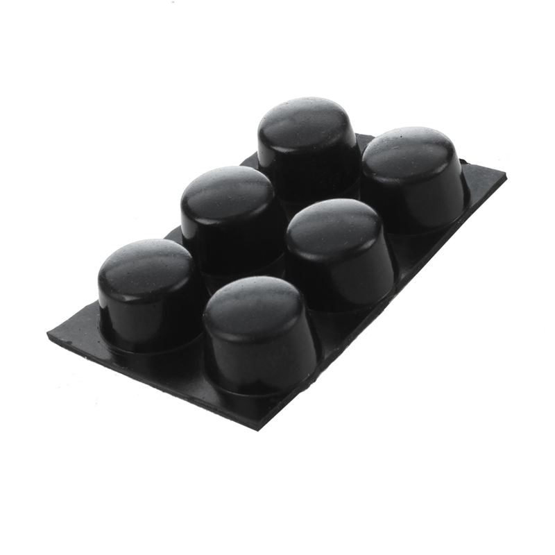Meubelcilinder 18 mm x 12mm zelfklevende rubberen voetjes zwart 6 in 1